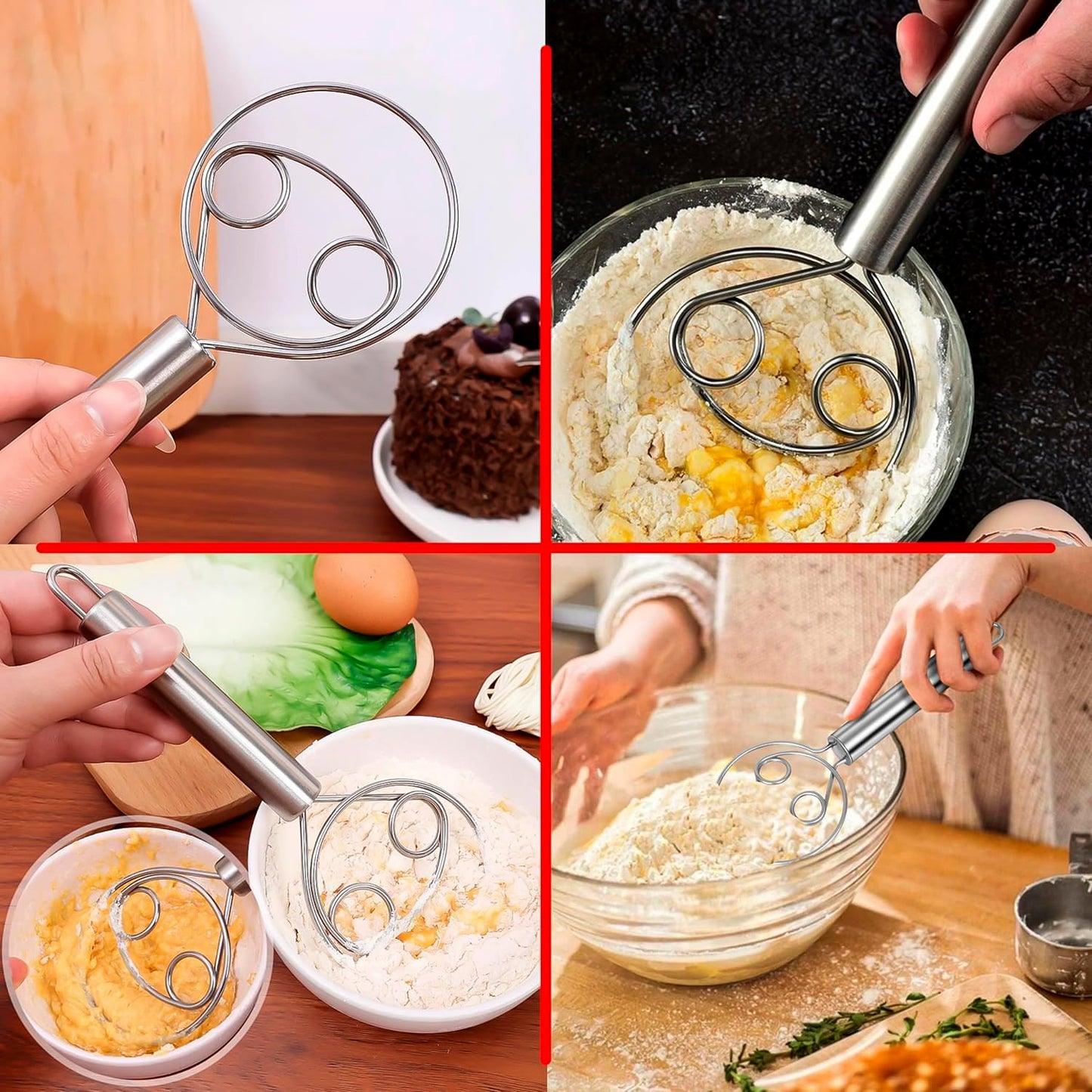 Stainless Steel Danish Dough Whisk - (1 Pc Big)