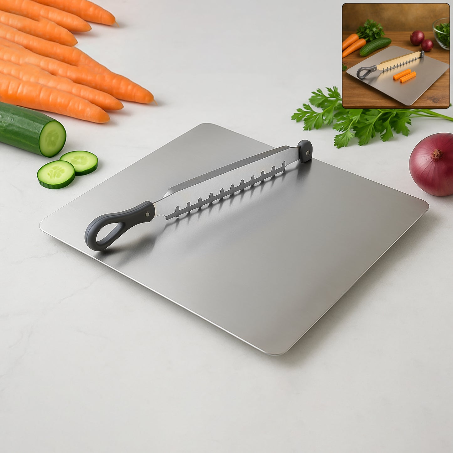 Supermom Stainless Steel Multifunctional Cut Chop Vegetable Slicer Tool (1 Pc)