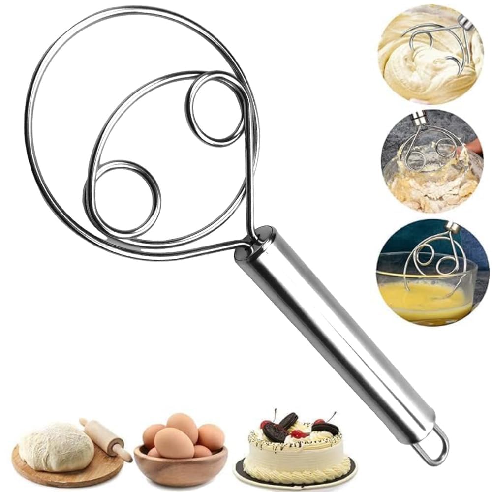 Multifunctional Effortless Stainless Steel Dough Mixer with Hanging Hole (Pack of 2)