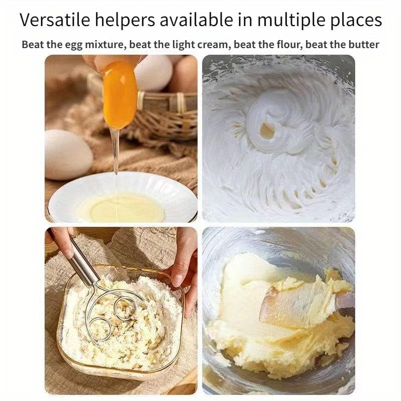 Multifunctional Effortless Stainless Steel Dough Mixer with Hanging Hole (Pack of 2)