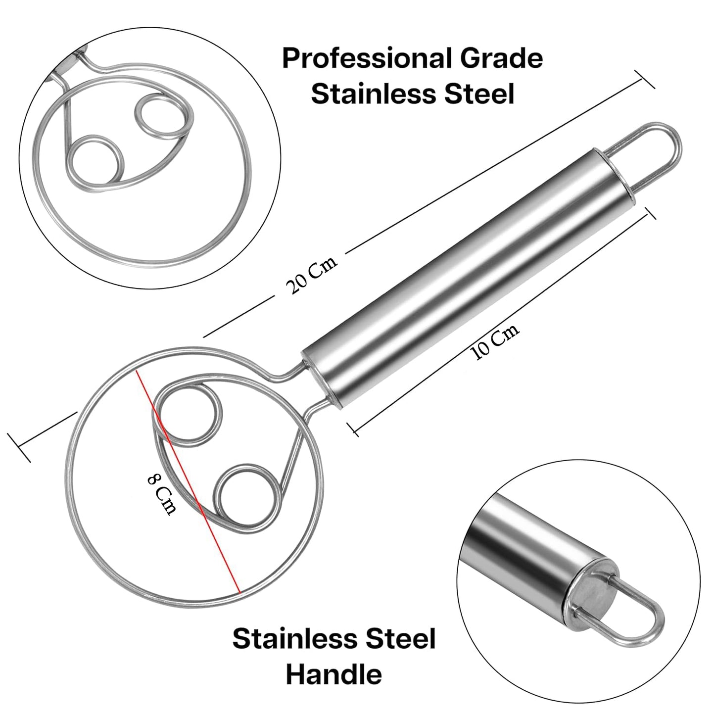 Stainless Steel Danish Dough Whisk - (1 Pc  Big)