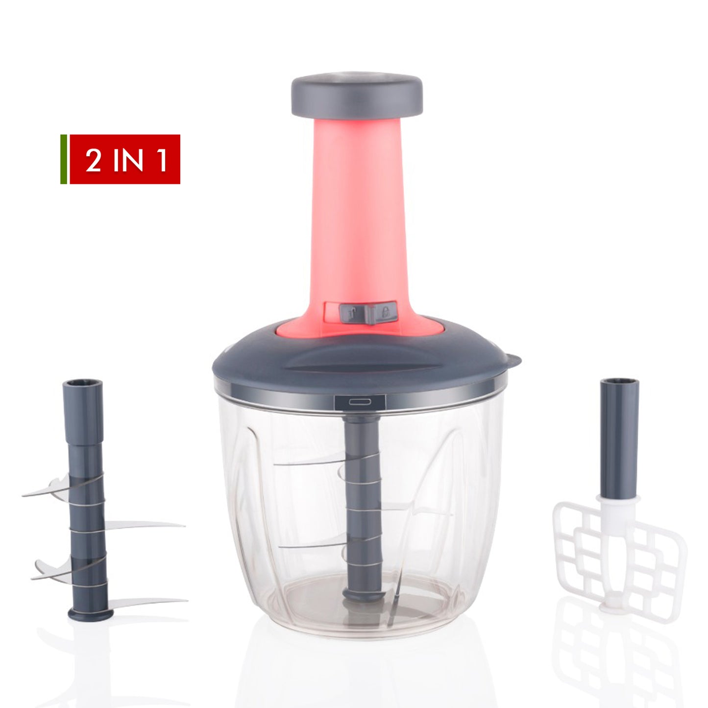 1100 Ml 2 In 1 Push Up Chopper With Blender Affixed With 6 Sharp Blade  Vegetable And Fruit Cutter With Easy Push And Chop Button