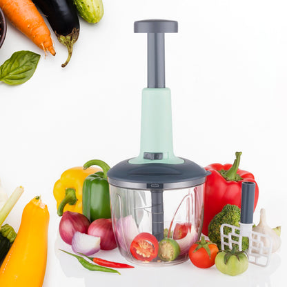 1100 Ml 2 In 1 Push Up Chopper With Blender Affixed With 6 Sharp Blade  Vegetable And Fruit Cutter With Easy Push And Chop Button