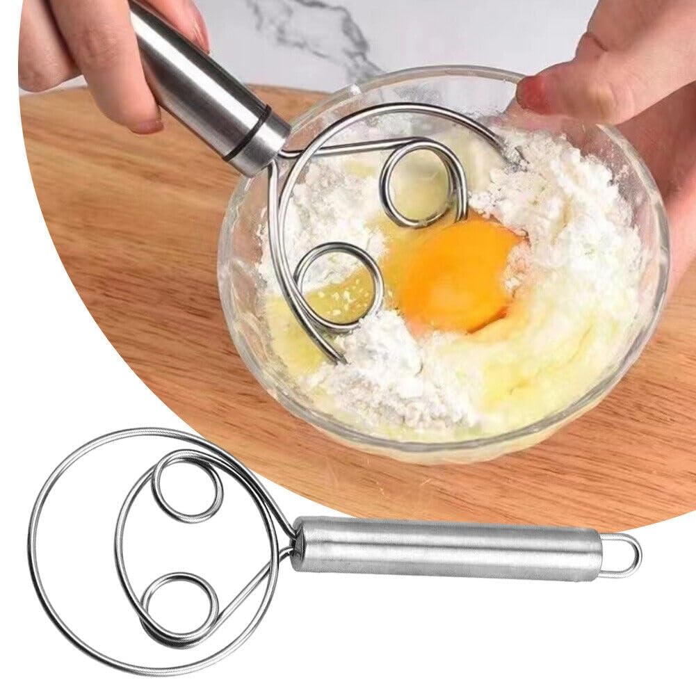 Multifunctional Effortless Stainless Steel Dough Mixer with Hanging Hole (Pack of 2)