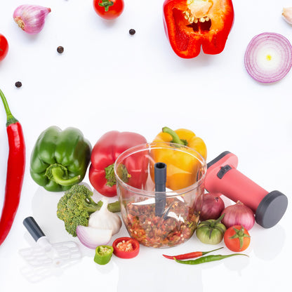1100 Ml 2 In 1 Push Up Chopper With Blender Affixed With 6 Sharp Blade  Vegetable And Fruit Cutter With Easy Push And Chop Button